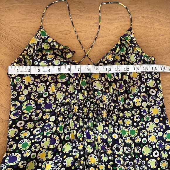 Armani Exchange Black and Yellow Dot Print Ruffle Maxi Dress Size 10 - Picture 9 of 11